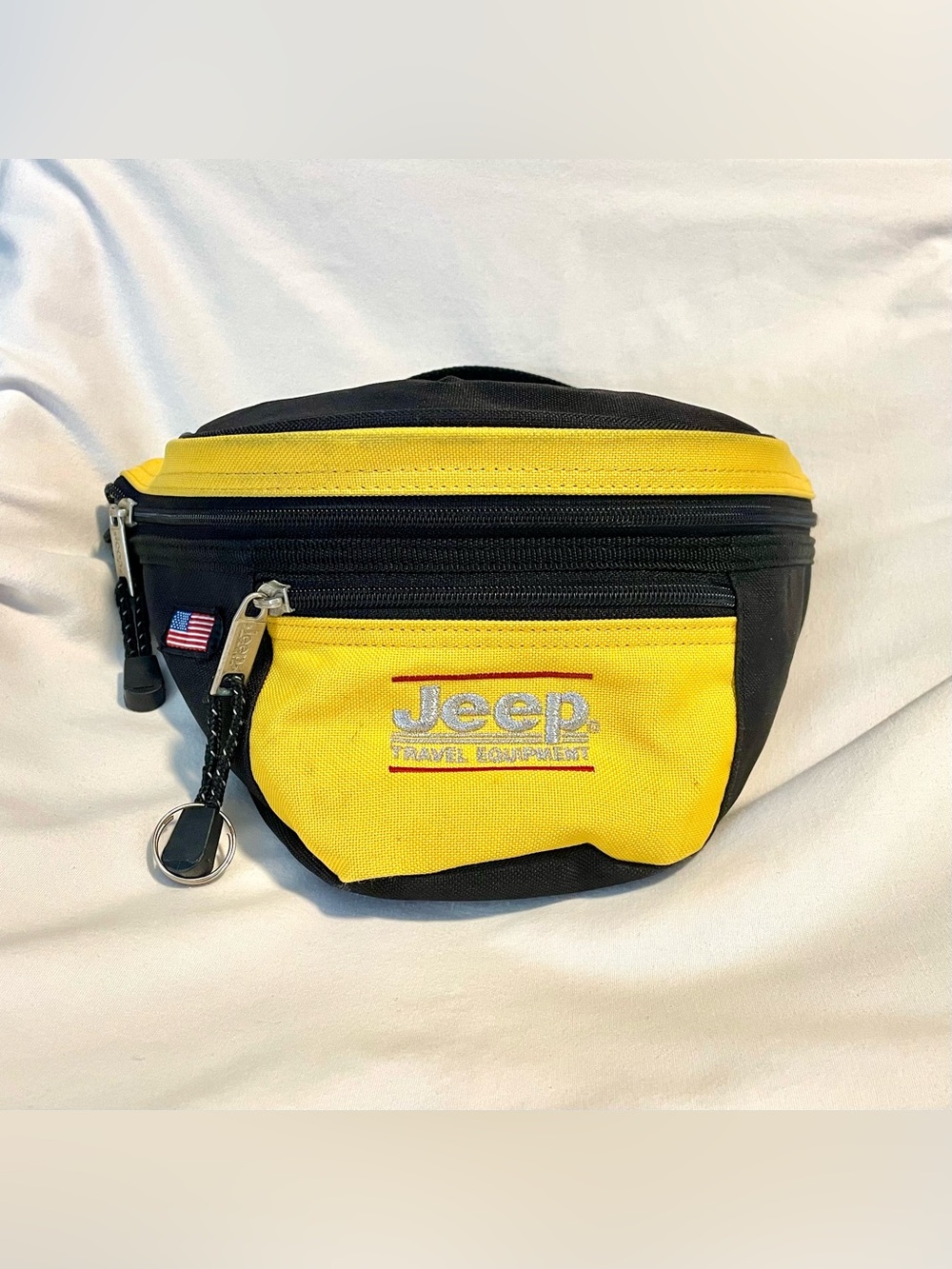 *VNTG* JEEP Black & Yellow -Travel Equipment-Bum Bag - Fanny/Waist Pack - Canvas